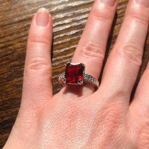 BOGO NWOT Costume jewelry ring with red rhinestone, size 7